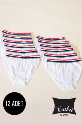 Tutku Bayan 12'li Pırlanta Bikini Beyaz - Slip Külot