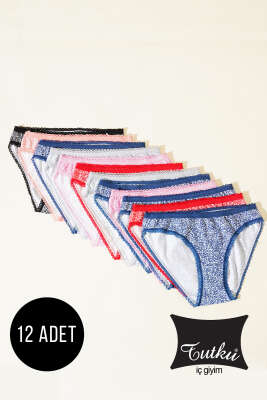 Tutku Bayan 12'li Sara Bikini Kombin - Slip Külot