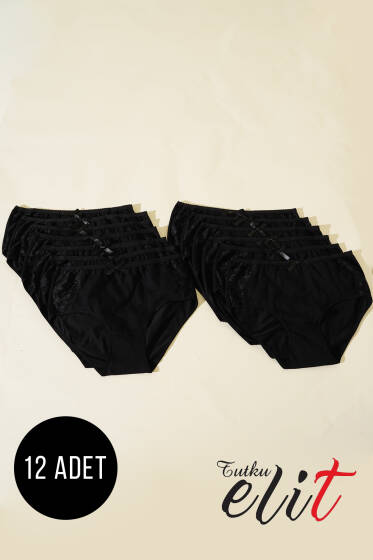 Tutku Elit 12'li Bayan Yanı Dantel Bato Siyah - Tutku Elit