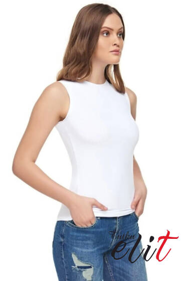 Tutku Elit Bayan Elastan Sıfır Kol Atlet Beyaz - Tutku Elit
