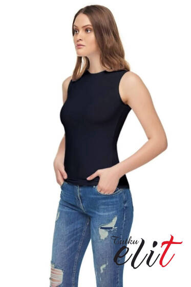 Tutku Elit Bayan Elastan Sıfır Kol Atlet Siyah - Tutku Elit