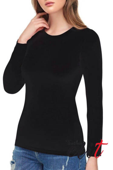 Tutku Elit Bayan Elastan Uzun Kol Body Siyah - Tutku Elit