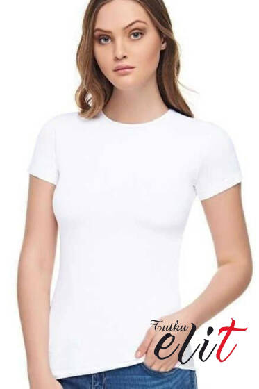 Tutku Elit Bayan Elastan Yarım Kol Body Beyaz - Tutku Elit