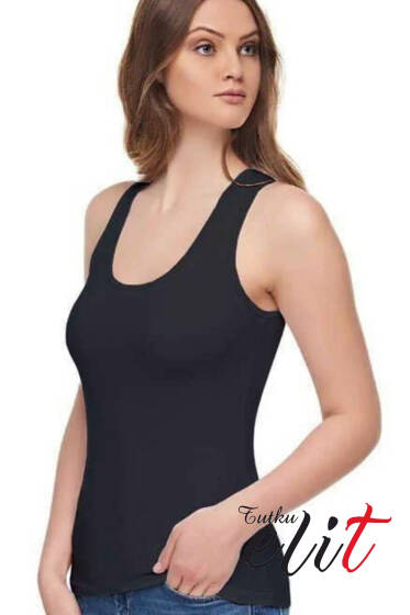 Tutku Elit Bayan Modal Elastan Geniş Askılı Atlet Siyah - Tutku Elit