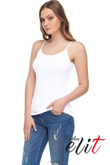 Tutku Elit Bayan Modal Elastan İp Askılı Atlet Beyaz - Tutku Elit