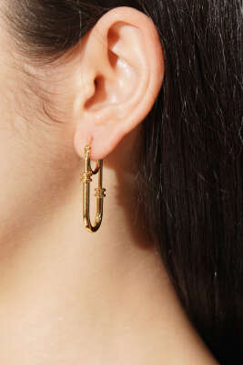 U Model Küpe Gold - İNCİ BİJÜTERİ