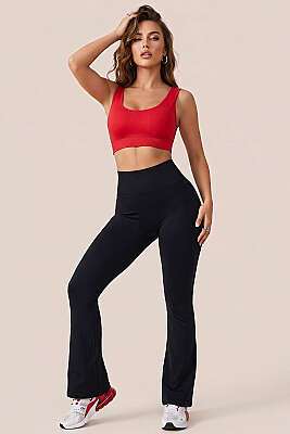 U Yaka Askılı Büstiyer Kırmızı - Sporcu Sütyeni 