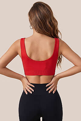 U Yaka Askılı Büstiyer Kırmızı - Sporcu Sütyeni 