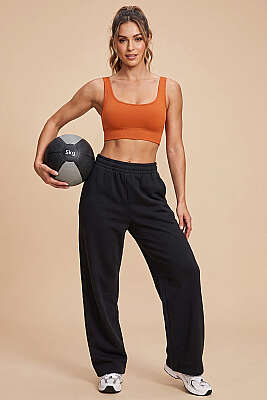 U Yaka Askılı Büstiyer Turuncu - Sporcu Sütyeni 