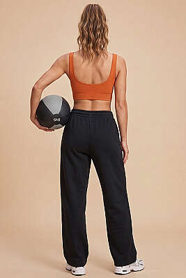 U Yaka Askılı Büstiyer Turuncu - Sporcu Sütyeni 