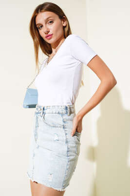 U Yaka Kısa Kol Body Beyaz - Kadın Giyim Modelleri