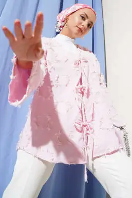 Üç Bağcıklı Püsküllü Kimono Pembe 