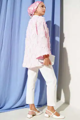 Üç Bağcıklı Püsküllü Kimono Pembe - Dış Giyim&Mont