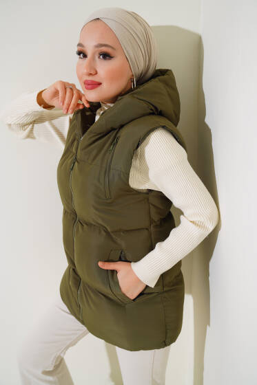 Üç Cepli Şişme Yelek Haki - Yelek