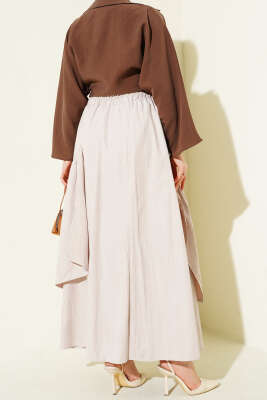 Üç Fırfırlı Etek Bej - Etek