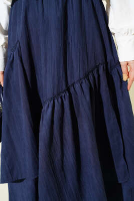 Üç Fırfırlı Etek Lacivert - Etek