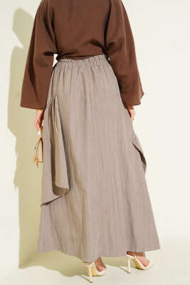 Üç Fırfırlı Etek Vizon - Etek