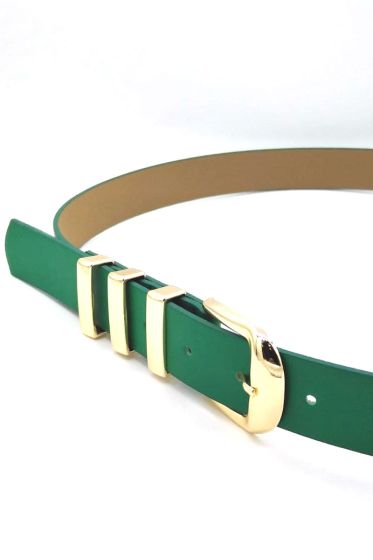 Üç Geçişli Yeşil Kemer - Deri Kemer