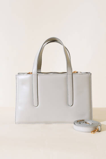 Üç Gözlü El Çantası Gri - Kol Çantası