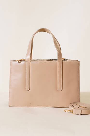 Üç Gözlü El Çantası Latte - Kol Çantası