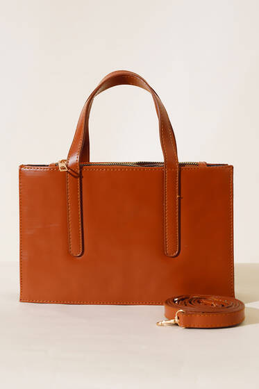 Üç Gözlü El Çantası Taba - Kol Çantası