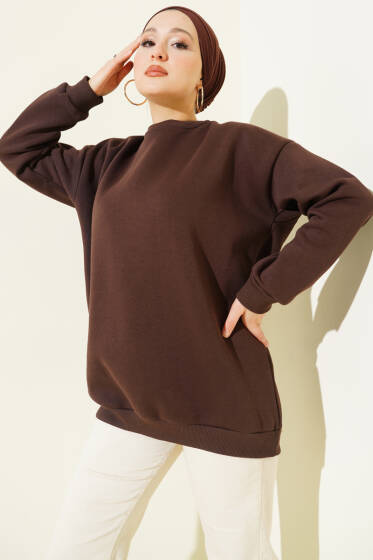 Üç İplik Basic Tunik Kahve - Tunik