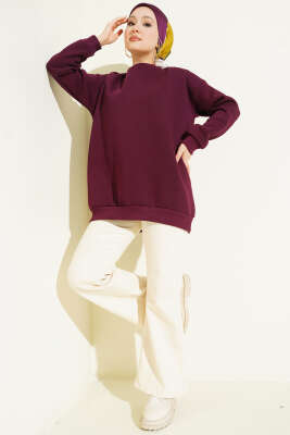 Üç İplik Basic Tunik Mürdüm - Tunik