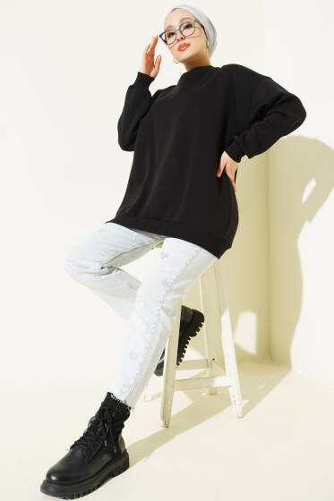 Üç İplik Basic Tunik Siyah - Tunik