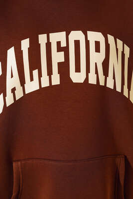 Üç İplik California Baskılı Sweatshirt Kahve - Kadın Giyim Modelleri