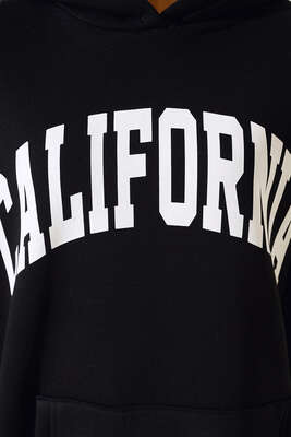 Üç İplik California Baskılı Sweatshirt Siyah - Kadın Giyim Modelleri