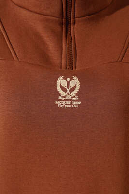 Üç İplik Dik Yaka Sweatshirt Kahve - Kadın Giyim Modelleri