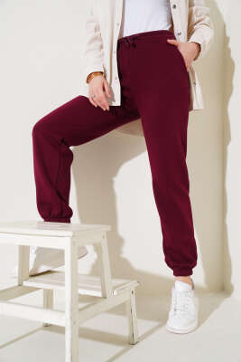 Üç İplik Jogger Pantolon Bordo - Pantolon