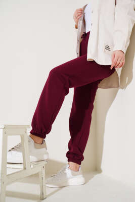 Üç İplik Jogger Pantolon Bordo - Pantolon