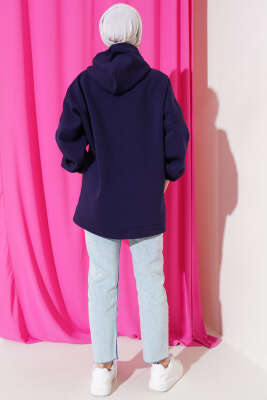 Üç İplik Kapüşonlu Oversize Tunik Lacivert - 100-300 TL Ürünler