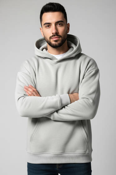 Üç İplik Kapüşonlu Unisex Sweatshirt Su Yeşili - Yeni Erkek Giyim