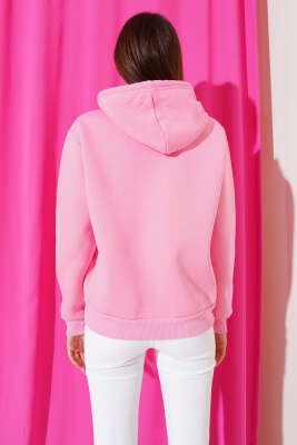 Üç İplik L.A Baskılı Sweatshirt Pembe - Kadın Giyim Modelleri