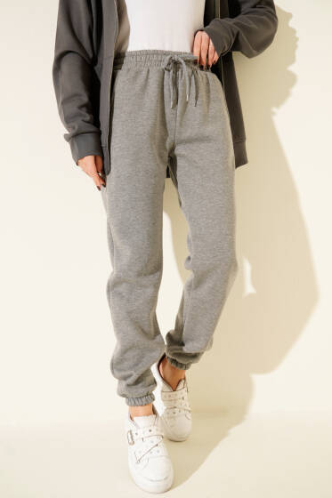 Üç İplik Lastikli Jogger Pantolon Füme - Pantolon