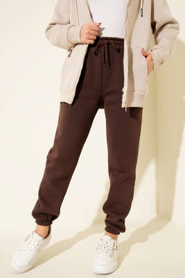 Üç İplik Lastikli Jogger Pantolon Kahve - MURAT GİYİM
