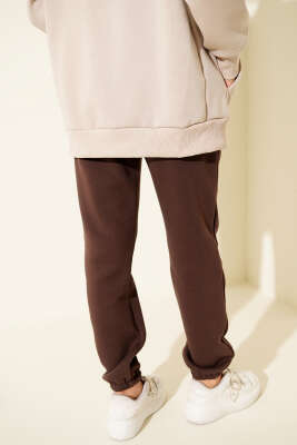 Üç İplik Lastikli Jogger Pantolon Kahve - Pantolon