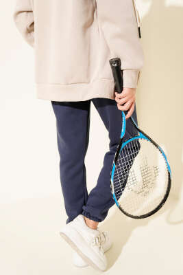 Üç İplik Lastikli Jogger Pantolon Lacivert - Pantolon