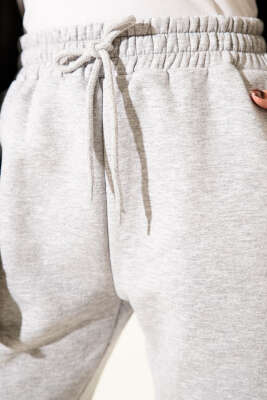 Üç İplik Lastikli Jogger Pantolon Melanj Gri - Pantolon