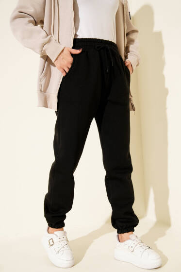 Üç İplik Lastikli Jogger Pantolon Siyah - Pantolon