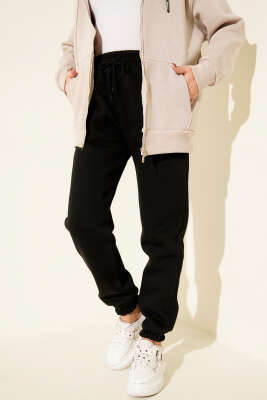 Üç İplik Lastikli Jogger Pantolon Siyah - Pantolon