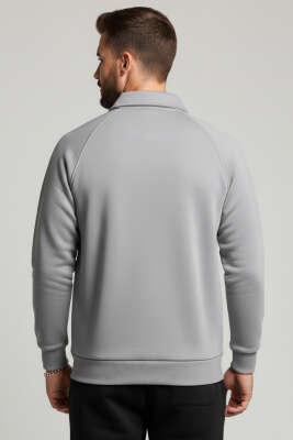 Üç İplik Nakışlı Erkek Sweatshirt Gri - Erkek Sweatshirt