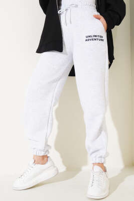 Üç İplik Paça Lastikli Jogger Pantolon Gri - Pantolon