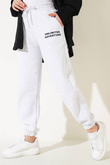 Üç İplik Paça Lastikli Jogger Pantolon Gri - Pantolon