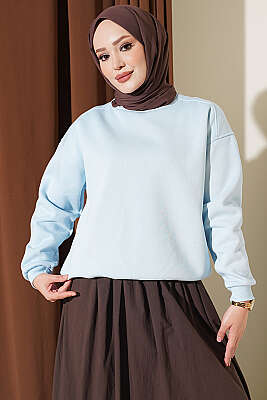 Üç İplik Şardonlu Sweatshirt Bebe Mavi - DESTİNA