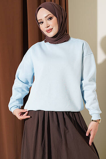 Üç İplik Şardonlu Sweatshirt Bebe Mavi - Tunik