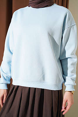 Üç İplik Şardonlu Sweatshirt Bebe Mavi - Tunik