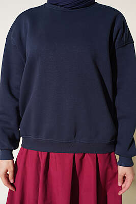 Üç İplik Şardonlu Sweatshirt Lacivert - Tunik